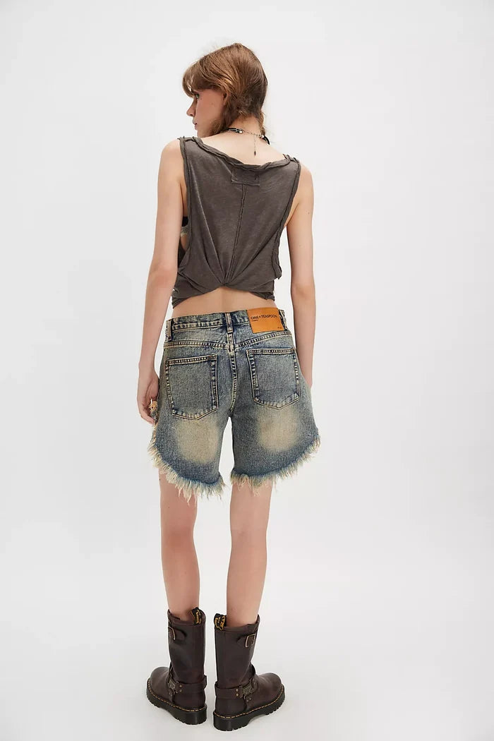 Frankies Long Length Denim Shorts | Old Blue