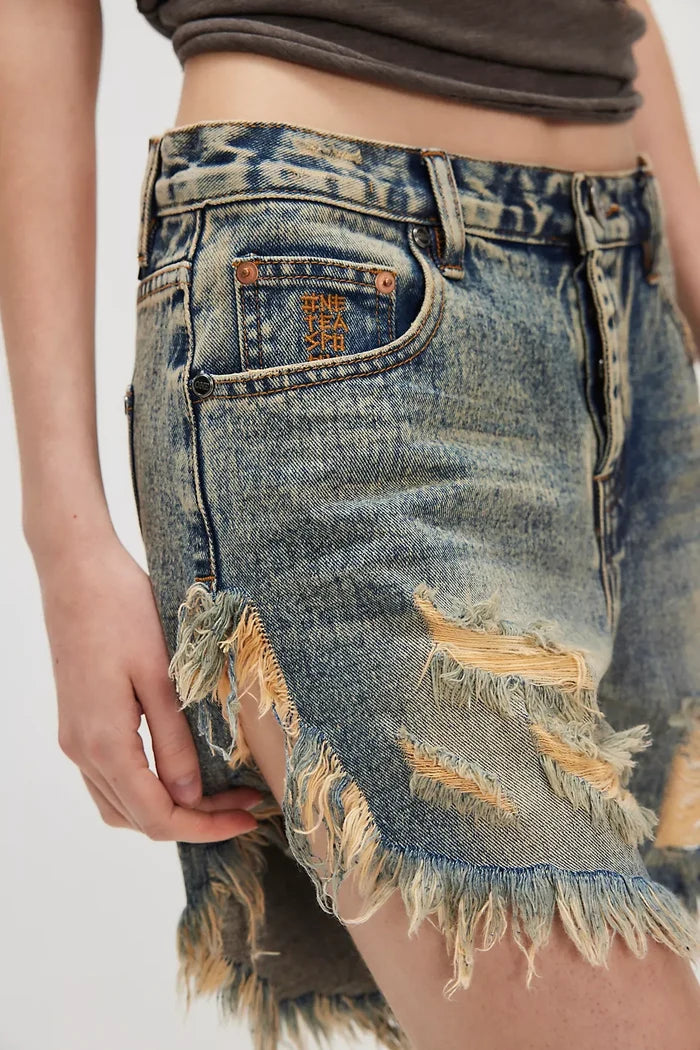 Frankies Long Length Denim Shorts | Old Blue