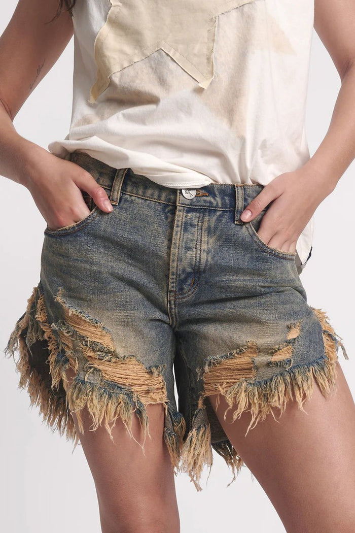 Frankies Long Length Denim Shorts | Old Blue