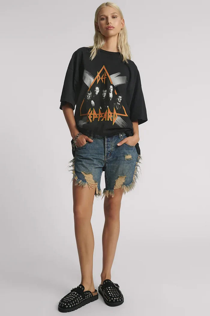Frankies Low Waist Long Length Denim Shorts | Dirty Blue Love