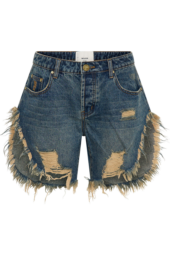 Frankies Low Waist Long Length Denim Shorts | Dirty Blue Love