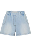 Funks High Waist Elasticated Flippy Denim Shorts | Blue Latte