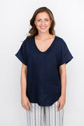 GA227 Tie Back Top in Navy