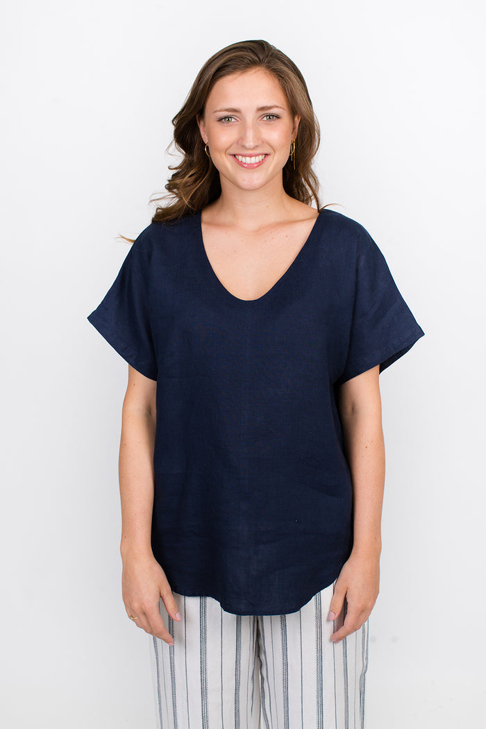 GA227 Tie Back Top in Navy