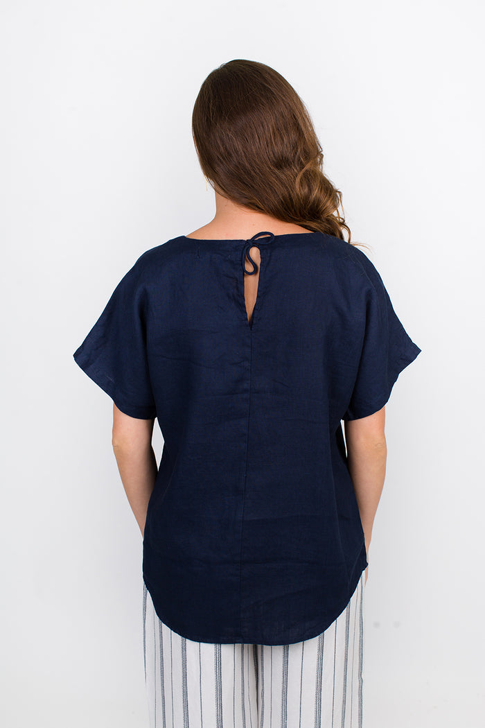 GA227 Tie Back Top in Navy