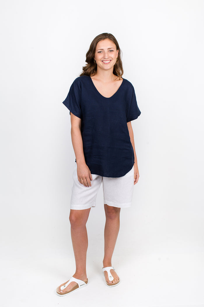 GA227 Tie Back Top in Navy