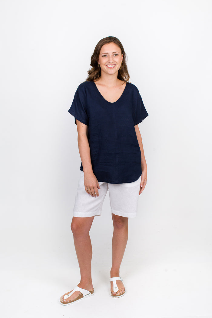 GA227 Tie Back Top in Navy