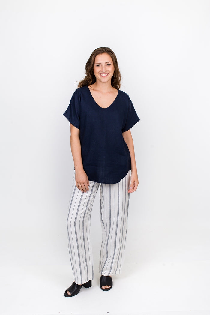 GA227 Tie Back Top in Navy