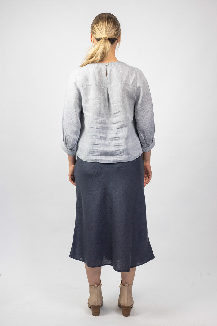 GA291 Puff Sleeve Top in Smoke