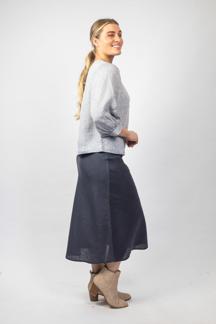 GA291 Puff Sleeve Top in Smoke
