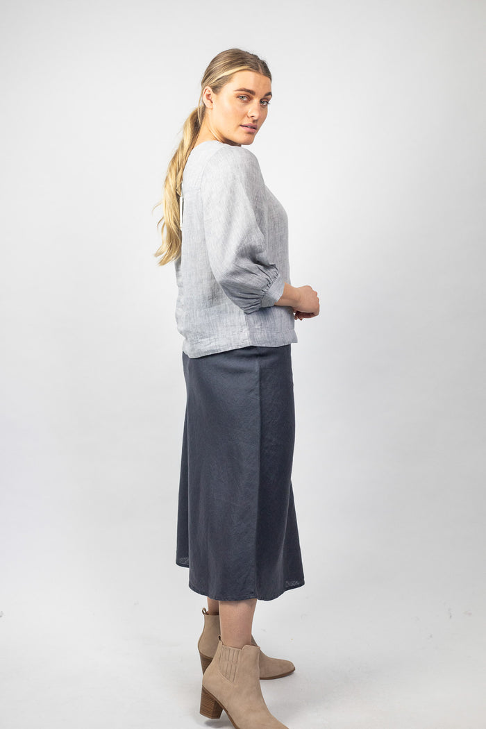 GA291 Puff Sleeve Top in Smoke