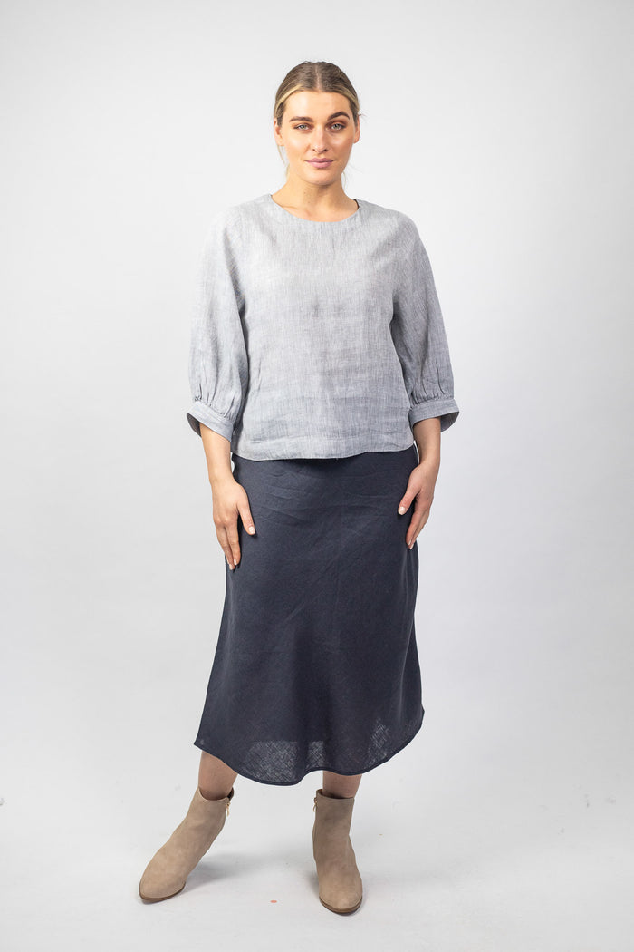 GA291 Puff Sleeve Top in Smoke