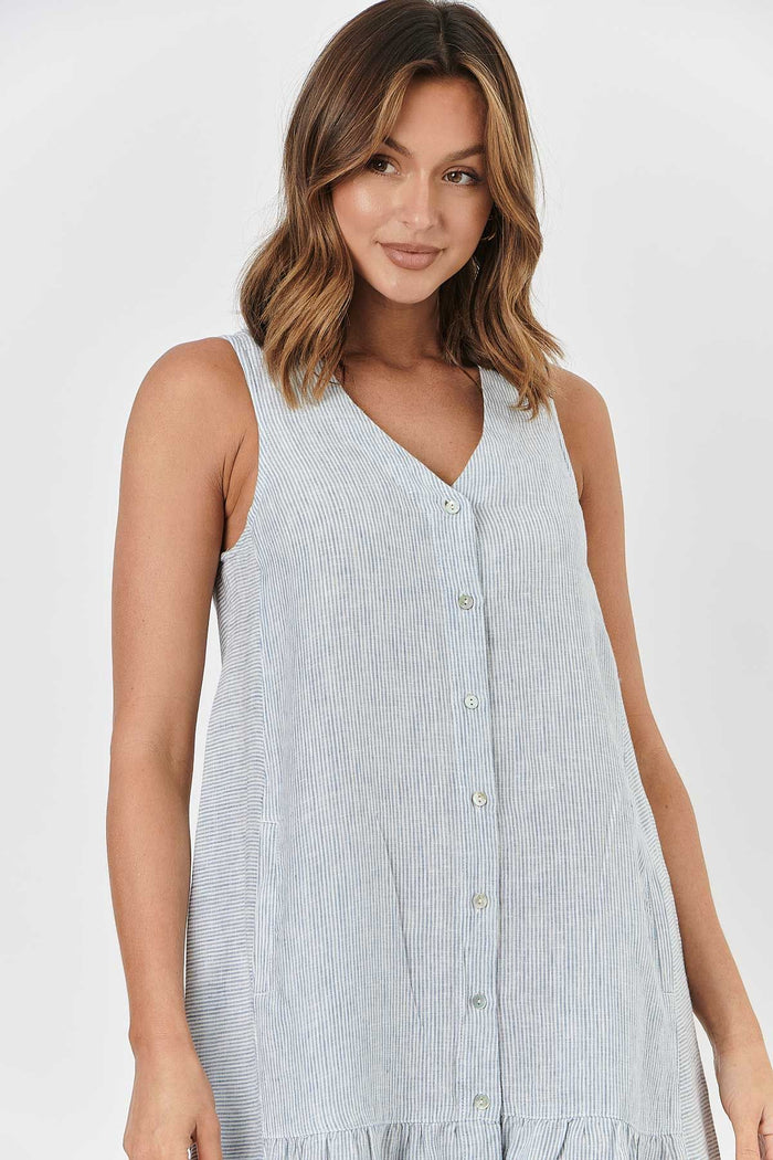 GA450 Linen Dress in Marine