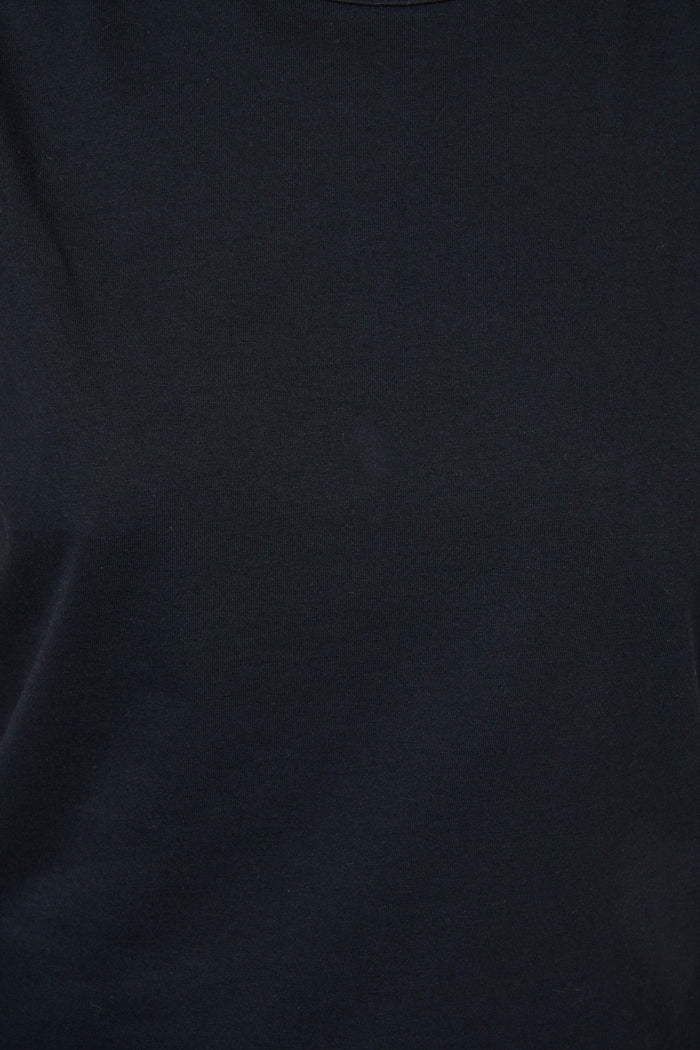 ELSHAM BOUTIQUE black cotton sleeveless top with a clean round neckline and minimal fitted silhouette