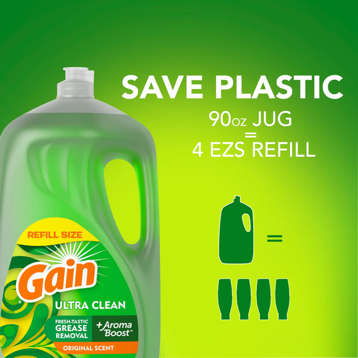 Gain Ultra Dishwashing Liquid Dish Soap, Original Scent, 90.0 fl oz