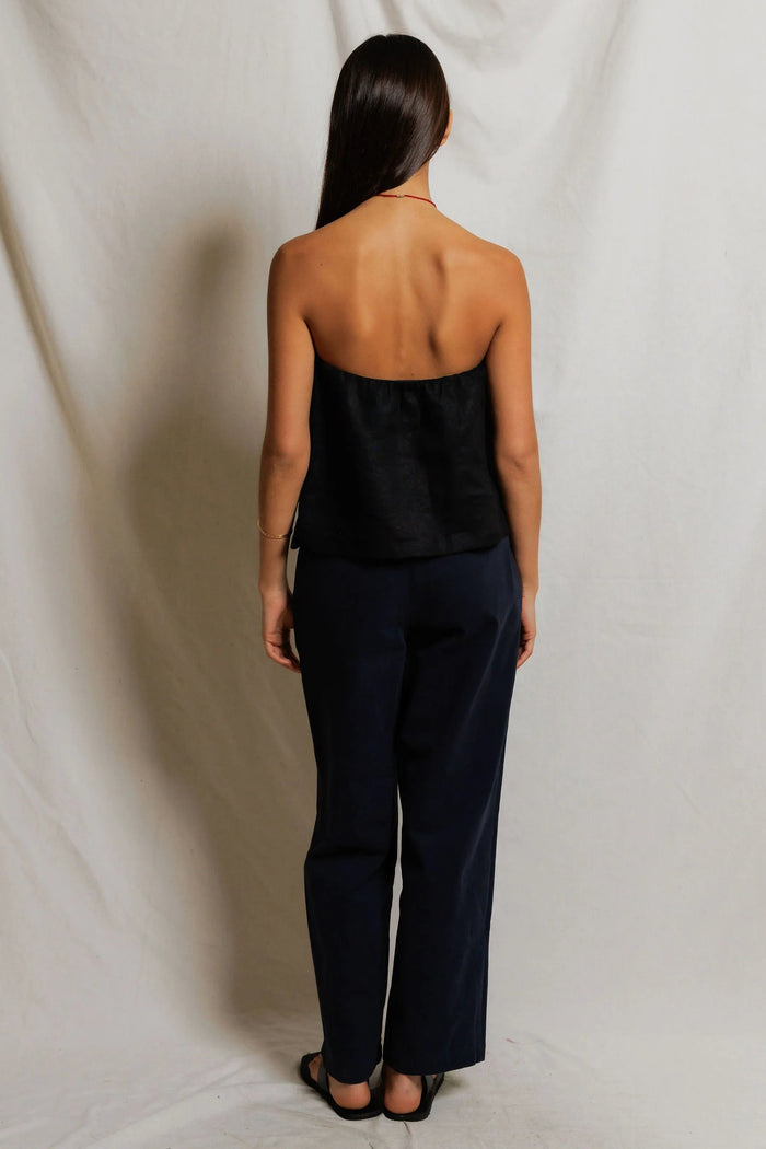 Gianna Linen Tube Top | True Black