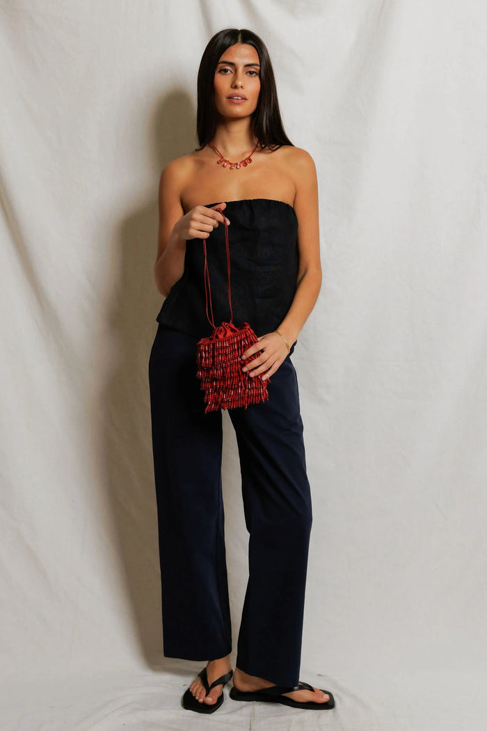 Gianna Linen Tube Top | True Black