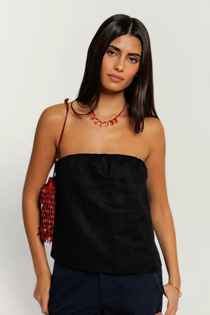 Gianna Linen Tube Top | True Black
