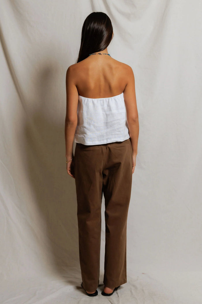Gianna Linen Tube Top | White