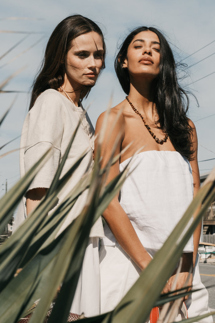 Gianna Linen Tube Top | White