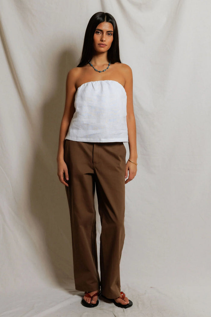 Gianna Linen Tube Top | White