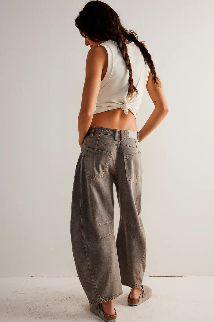 Good Luck Mid Rise Barrel Jeans | Archive Grey