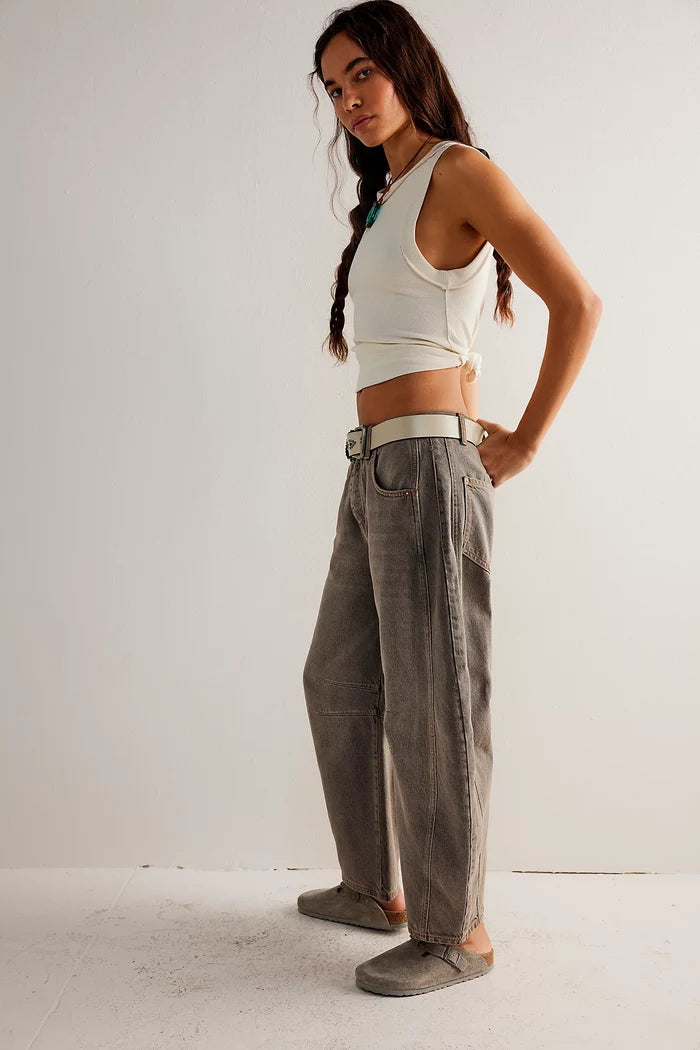 Good Luck Mid Rise Barrel Jeans | Archive Grey