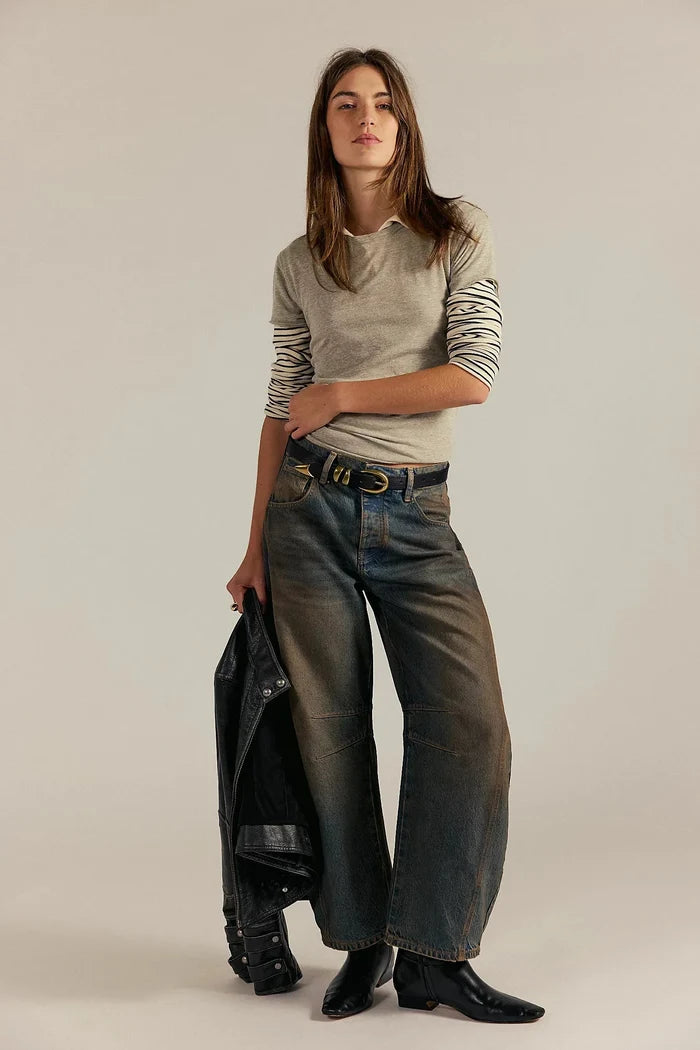 Good Luck Mid Rise Barrel Jeans | Lost In The Desert