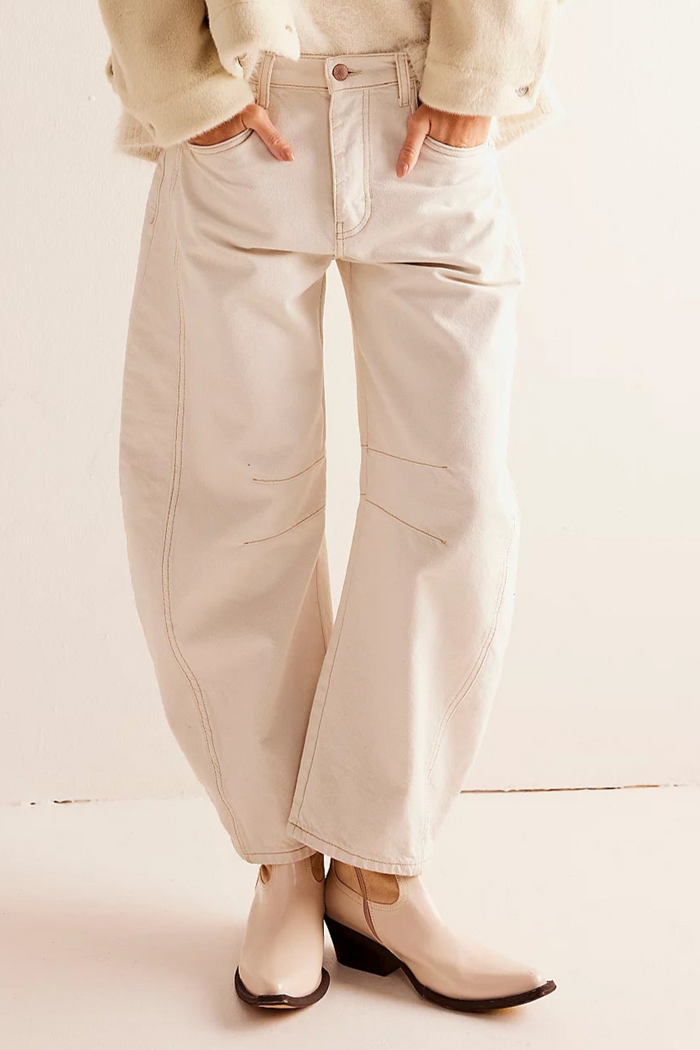 Good Luck Mid Rise Barrel Jeans | Milk