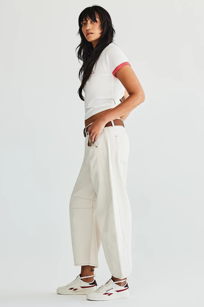 Good Luck Mid Rise Barrel Jeans | Milk