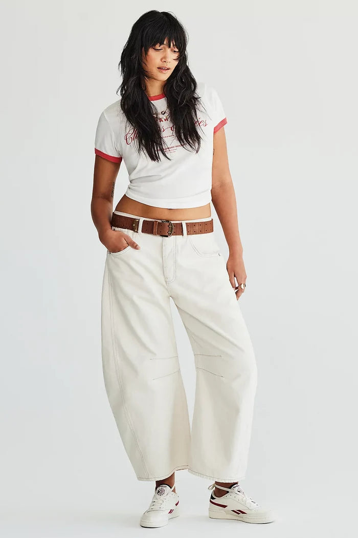 Good Luck Mid Rise Barrel Jeans | Milk