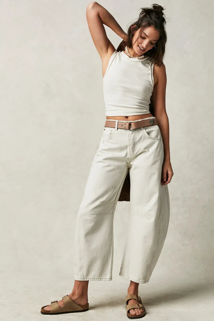 Good Luck Mid Rise Barrel Jeans | Milk