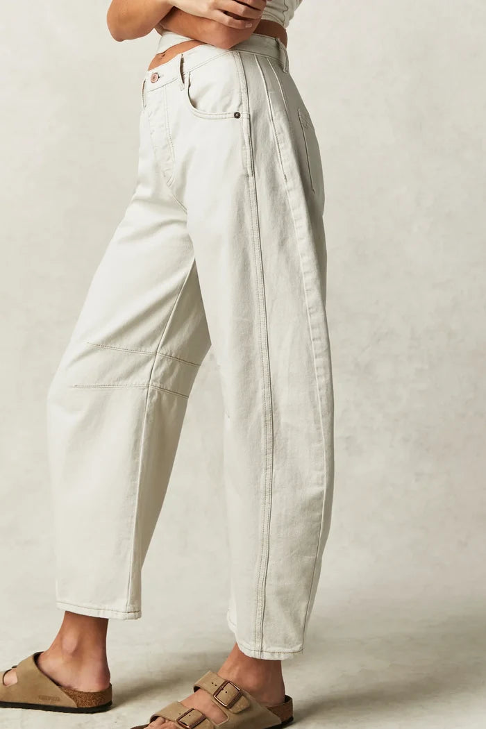 Good Luck Mid Rise Barrel Jeans | Milk