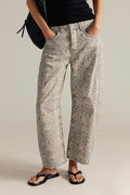 Good Luck Printed Mid Rise Barrel Jeans | Snake Combo