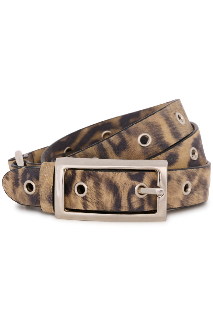GZlety Eyelet Belt | Leopard Print Leather