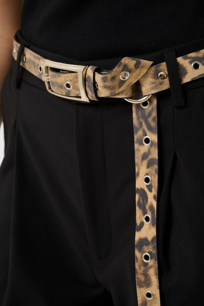 GZlety Eyelet Belt | Leopard Print Leather