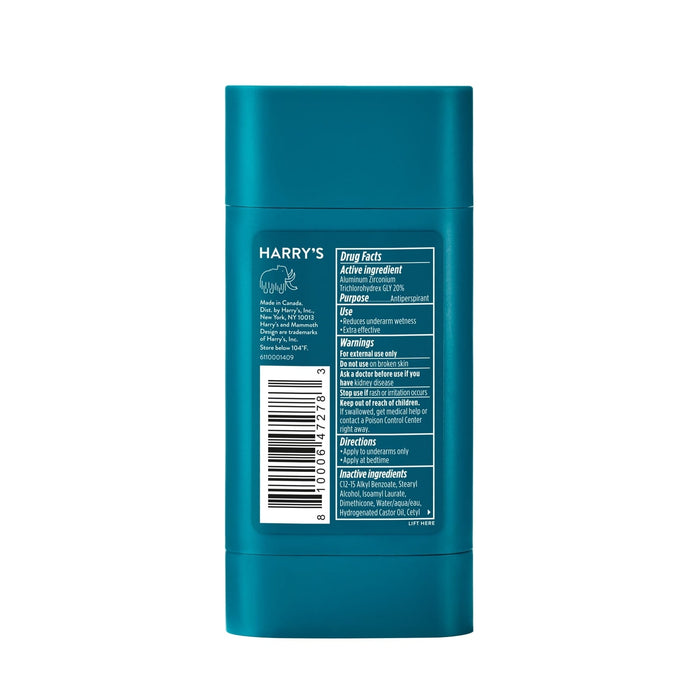 Harry's Men's Odor and Sweat Control Extra-Strength Antiperspirant Deodorant Stick, Stone Scent, 2.5 oz