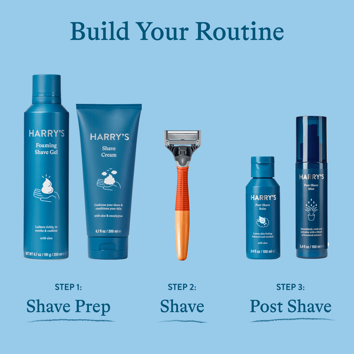 Harry's Men's Razor Value Pack: 1 Ember Orange Razor Handle + 5 Razor Blade Cartridges