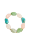 ELSHAM BOUTIQUE Havana stretch bracelet featuring multi-colored resin beads in blush, green, and gold-tone accents.