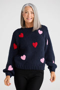 Heart On My Sleeve Knit | Navy Multi
