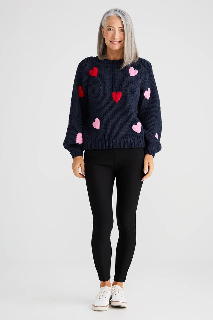 Heart On My Sleeve Knit | Navy Multi