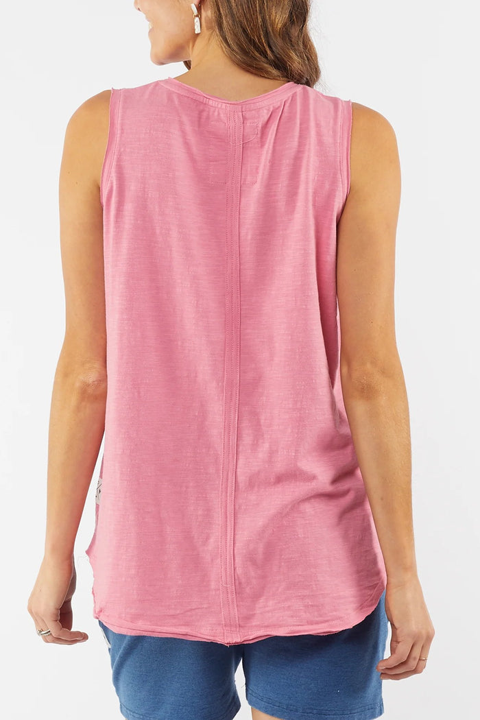 Helena Sleeveless Henley Tank | Chateau Rose
