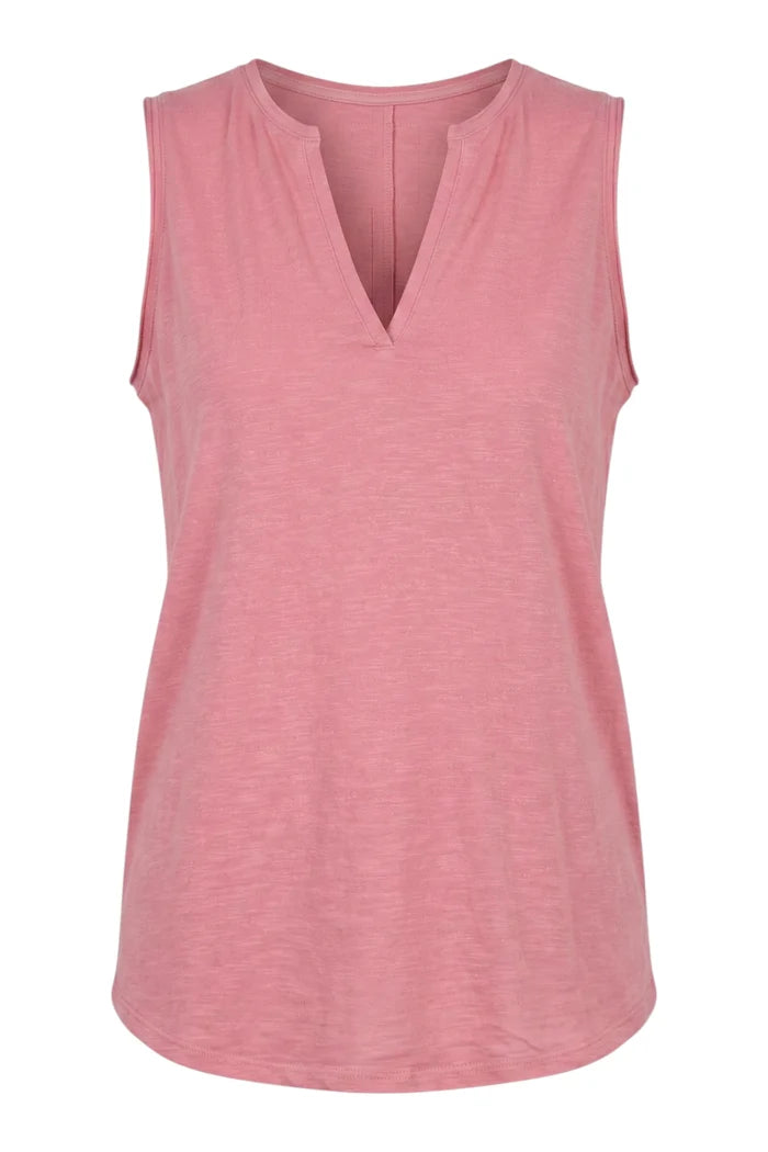 Helena Sleeveless Henley Tank | Chateau Rose