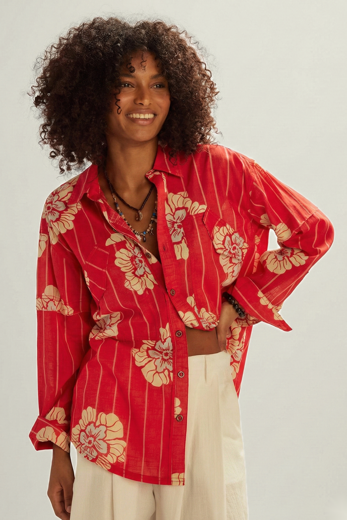 Hidden Flower Camo Shirt | Cherry Combo