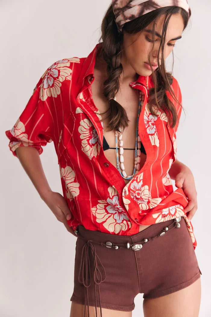 Hidden Flower Camo Shirt | Cherry Combo