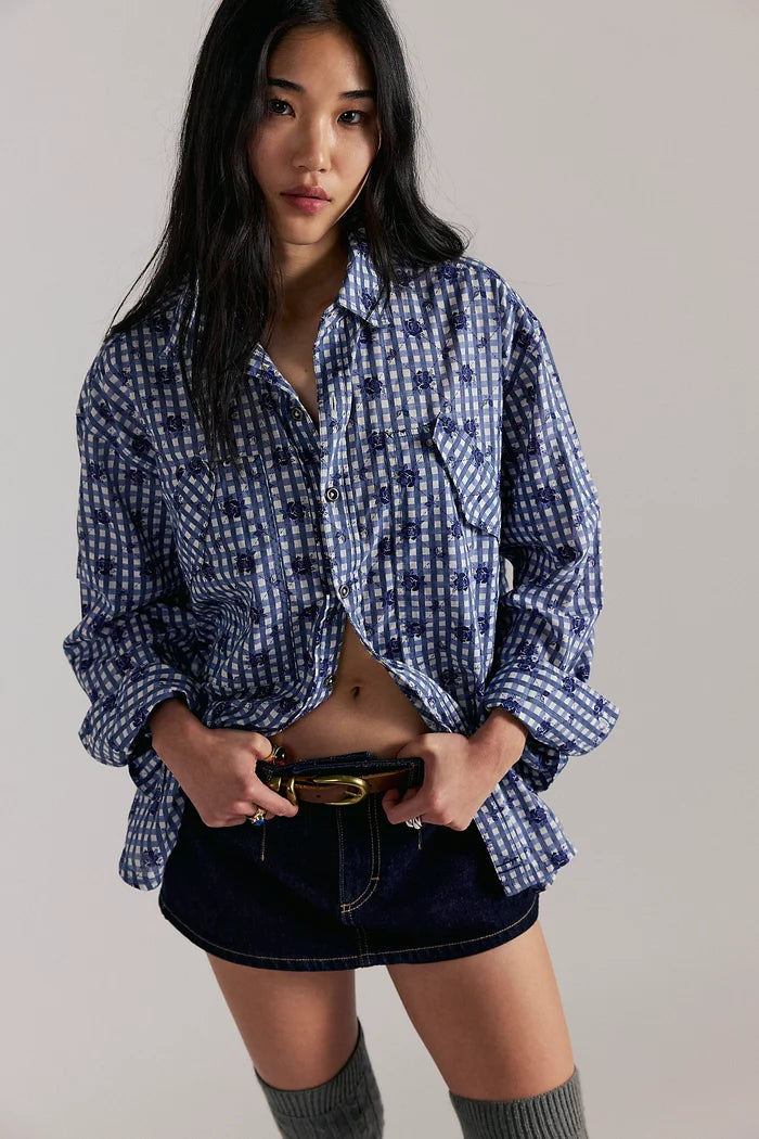 Hidden Flower Camo Shirt | Navy Combo