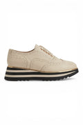 Houston Sneaker | Cream Leather Black Cream Stripe Sole
