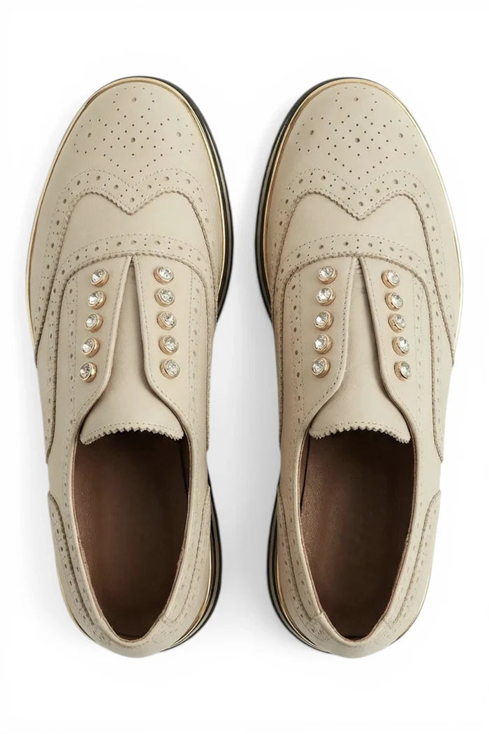 Houston Sneaker | Cream Leather Black Cream Stripe Sole