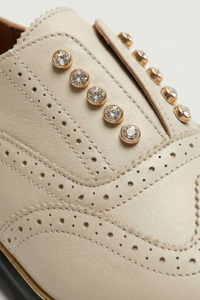 Houston Sneaker | Cream Leather Black Cream Stripe Sole