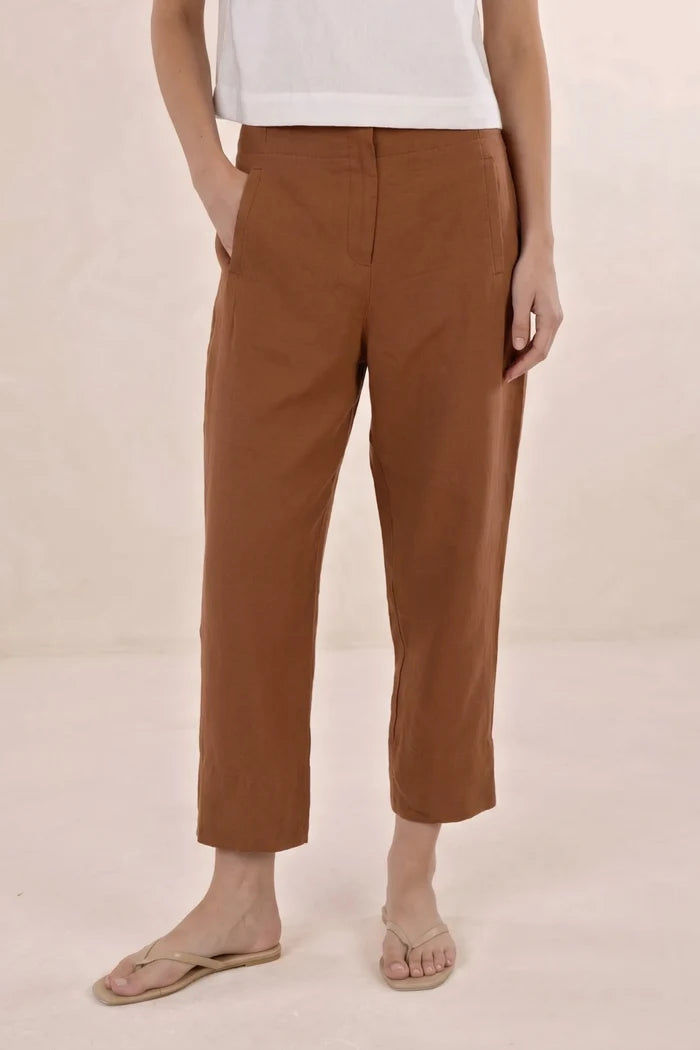Huxe Linen Pant | Tobacco